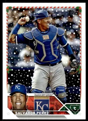 2023 Topps Holiday H59 Salvador Perez baseball card with original gloss from Royals