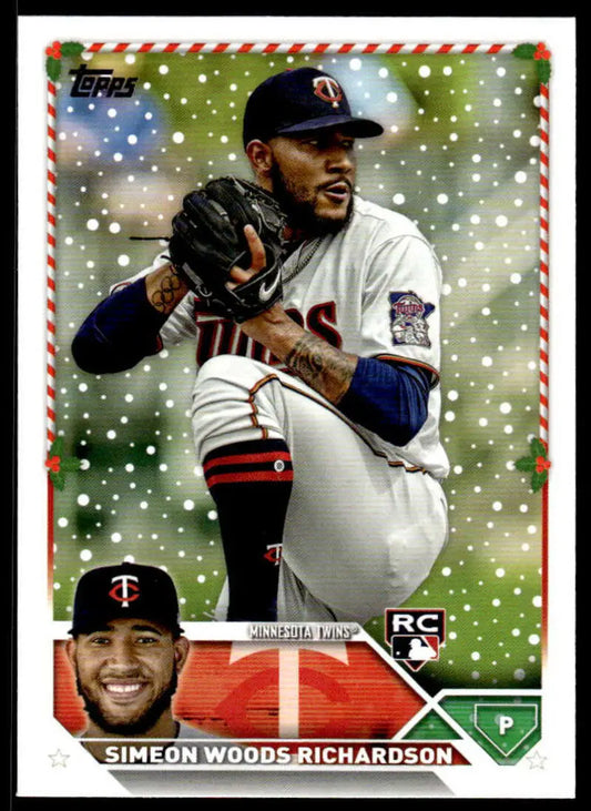 2023 Topps Holiday Simeon Woods Richardson rookie card for Minnesota Twins pitcher