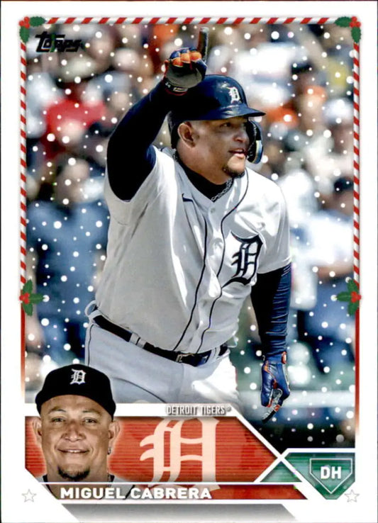 Miguel Cabrera Detroit Tigers Topps Holiday baseball card with snowy border design