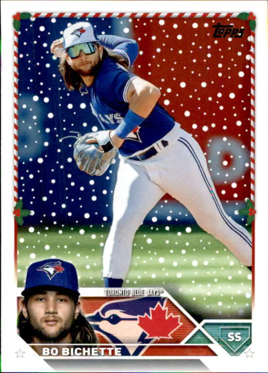 2023 Topps Holiday Bo Bichette NM-MT Toronto Blue Jays Baseball Card in batting stance