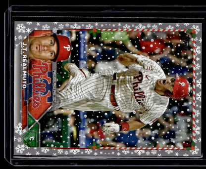 Philadelphia Phillies J.T. Realmuto Topps Holiday Metallic Baseball Card in pinstripes