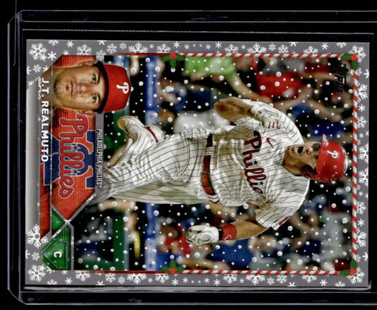 Philadelphia Phillies J.T. Realmuto Topps Holiday Metallic Baseball Card in pinstripes