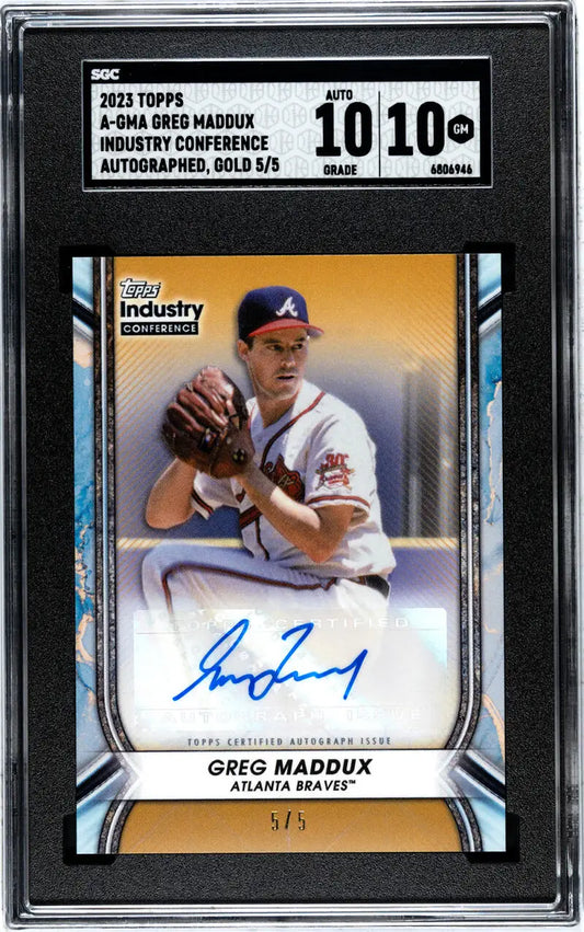 Graded 2023 Topps Industry Conference Greg Maddux Auto Atlanta Braves Baseball Card