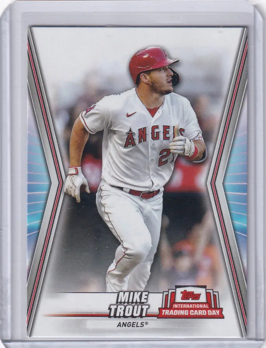 Baseball trading card of Mike Trout, Los Angeles Angels, from Topps International Trading