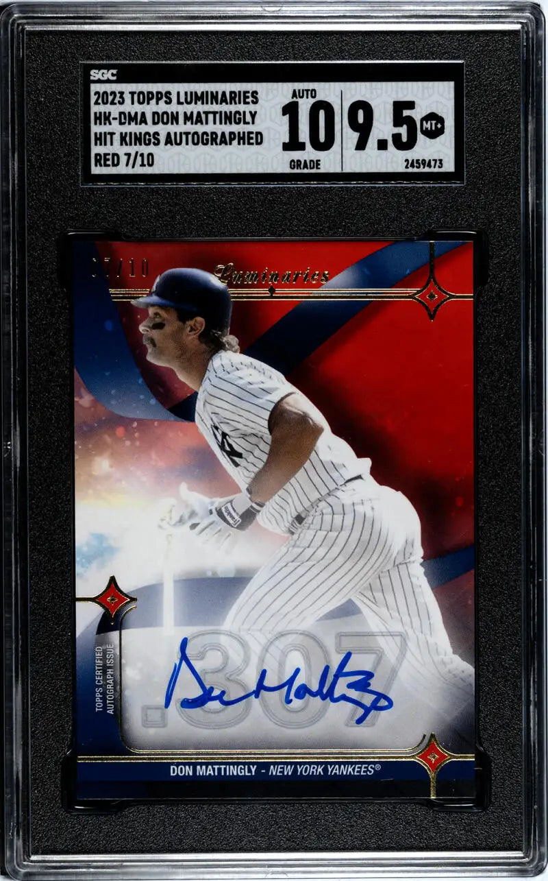 Graded Don Mattingly Topps Luminaries Yankees card with autograph in protective holder