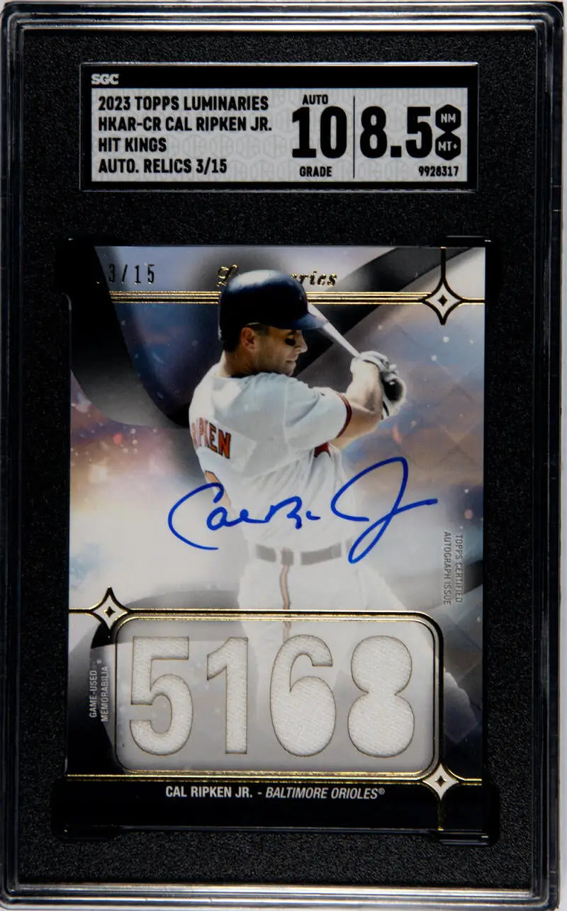 Graded Cal Ripken baseball card SGC 8.5 from 2023 Topps Luminaries with autograph 5168