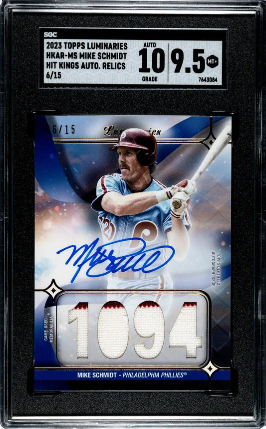 Mike Schmidt Philadelphia Phillies baseball card with autograph and jersey number 1094