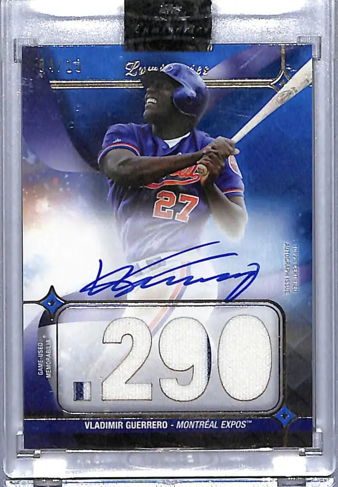 Baseball trading card of Vladimir Guerrero, Montreal Expos with autograph and Topps Luminaries design