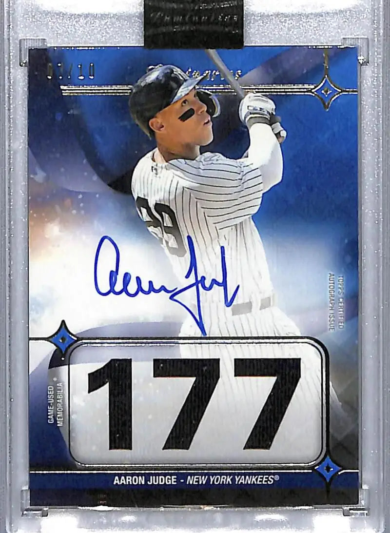 Signed 2023 Topps Luminaries Baseball Card of Aaron Judge in Yankees Pinstripes