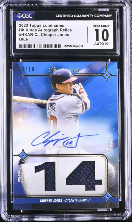 Graded Topps Luminaries Chipper Jones Auto 8/10 in case, Atlanta Braves memorabilia