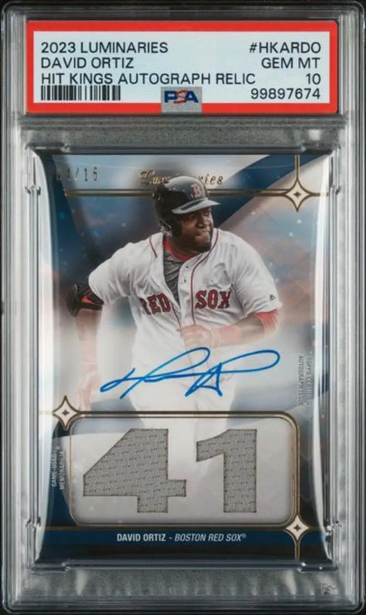 2023 Topps Luminaries #HKARDO David Ortiz PSA 10 GEM MINT MEM Auto 4/15 Boston Red Sox Baseball Card  Image 1