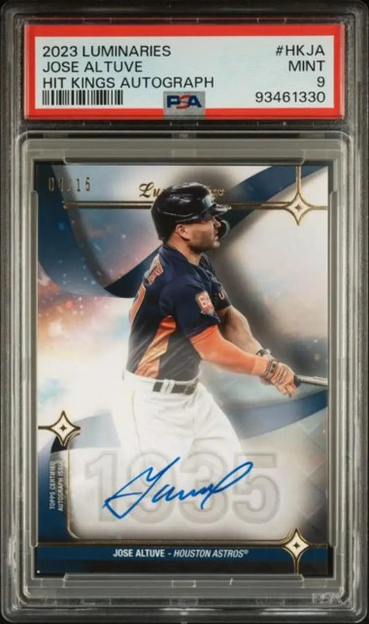 PSA-graded 2023 Topps Luminaries HKJA Jose Altuve autographed baseball card