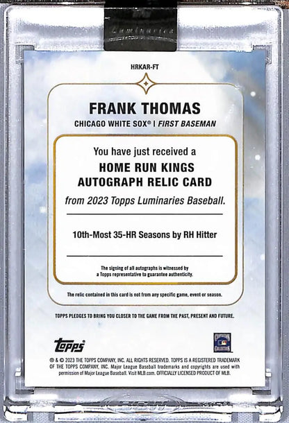 Baseball card relic placeholder for Frank Thomas Home Run Kings autograph from 2023 Topps