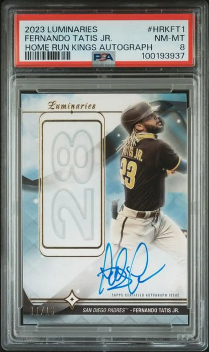 PSA-graded 2023 Luminaries Fernando Tatis San Diego Padres baseball card with jersey number