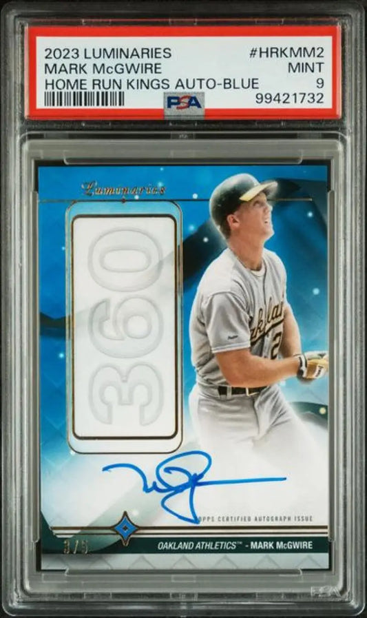 PSA-graded Mark McGwire Oakland Athletics baseball card from Topps Luminaries with autograph