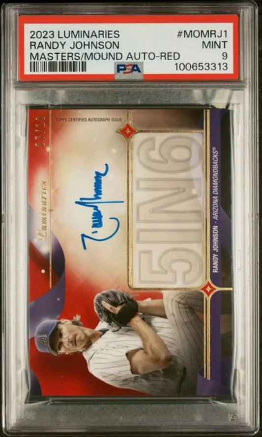 2023 Topps Luminaries Red #MOMRJ1 Randy Johnson PSA 9 MINT Auto 7/10 Arizona Diamondbacks Baseball Card  Image 1