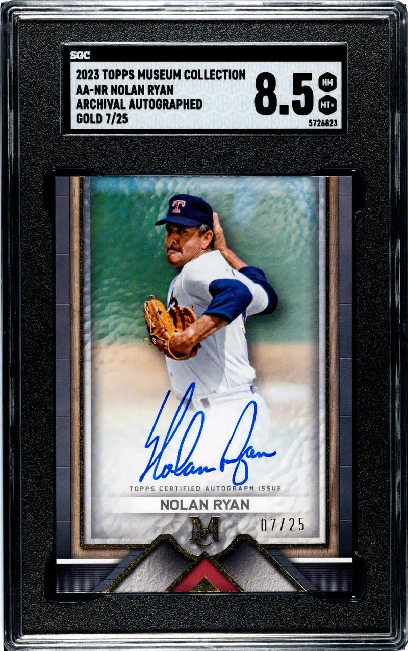 Graded BGS 8.5 Autographed Nolan Ryan Archival Gold Texas Rangers Baseball Card