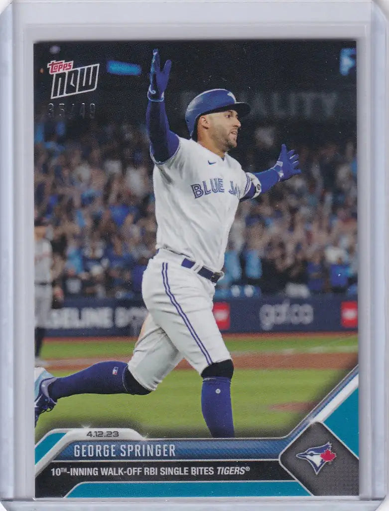 George Springer Toronto Blue Jays player celebrating on the field in TOPPS NOW card