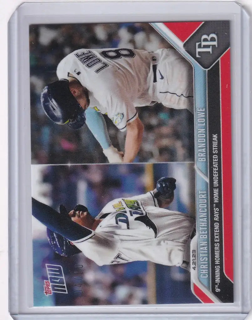 Baseball trading card of Christian Bethancourt Tampa Bay Rays with pitching and batting images