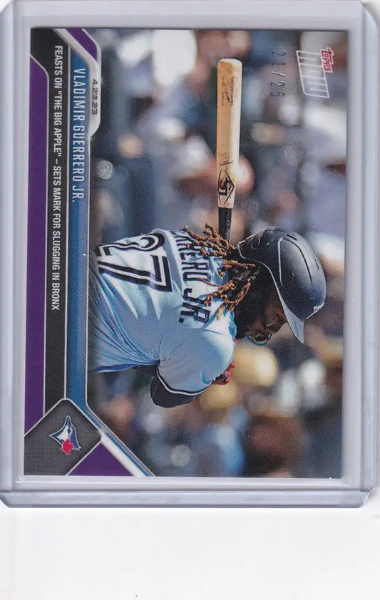 Baseball trading card of Vladimir Guerrero Jr. in batting stance for Toronto Blue Jays