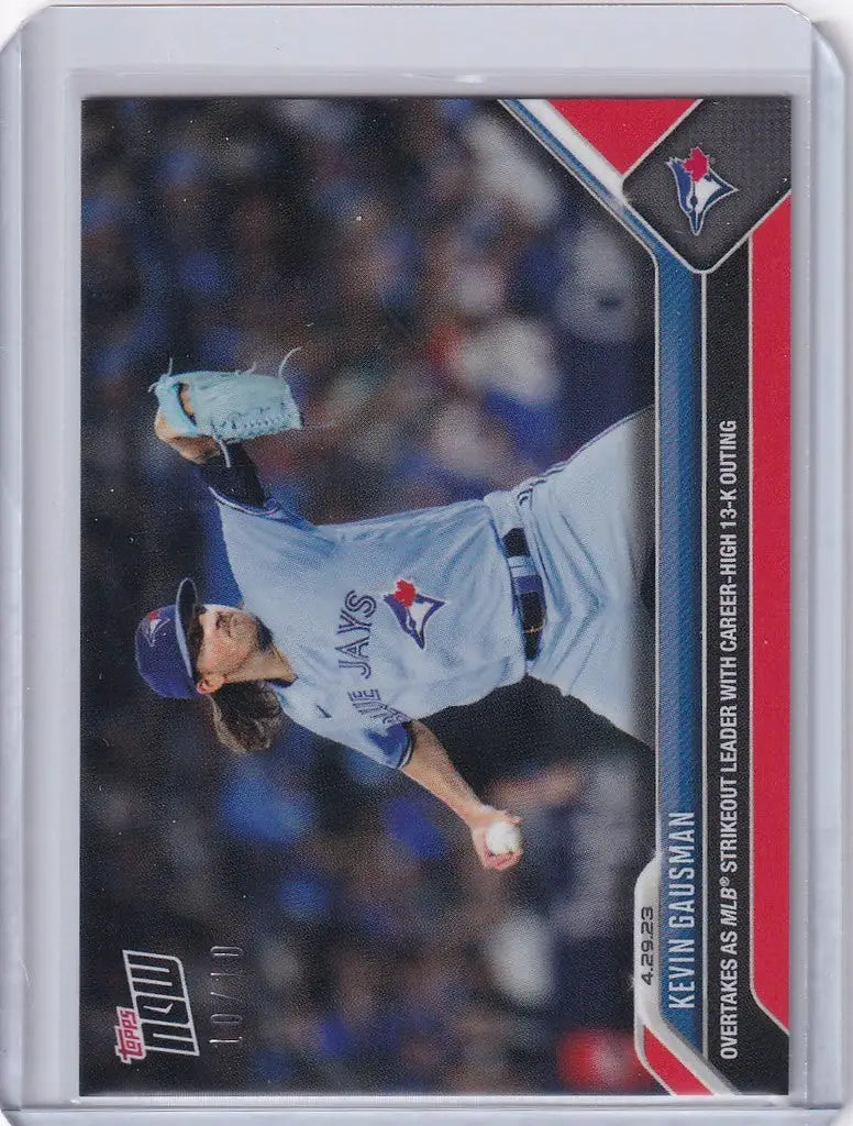 Baseball trading card of Kevin Gausman Toronto Blue Jays pitcher mid-throw