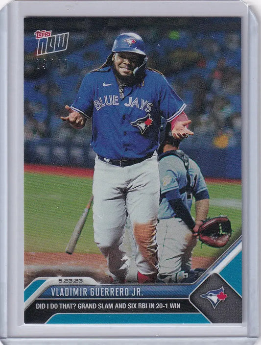 Baseball card of Vladimir Guerrero Toronto Blue Jays in action on the field