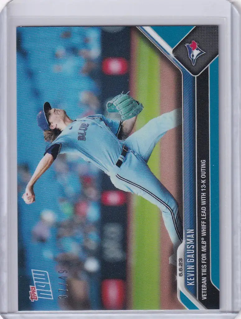 Baseball trading card of Kevin Gausman pitching for Toronto Blue Jays 37/49