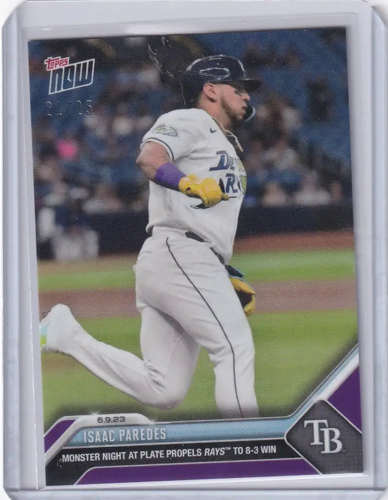 Baseball trading card of Isaac Paredes, Tampa Bay Rays player in mid-run action