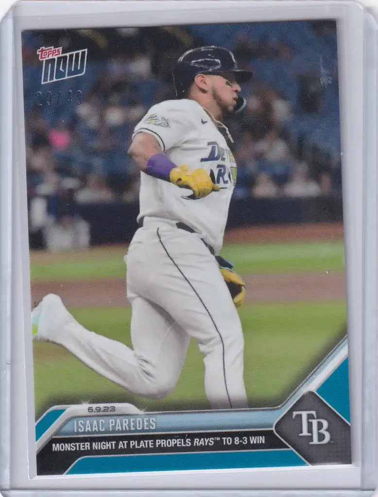 Baseball card of Isaac Paredes running on the field for Tampa Bay Rays 29/49