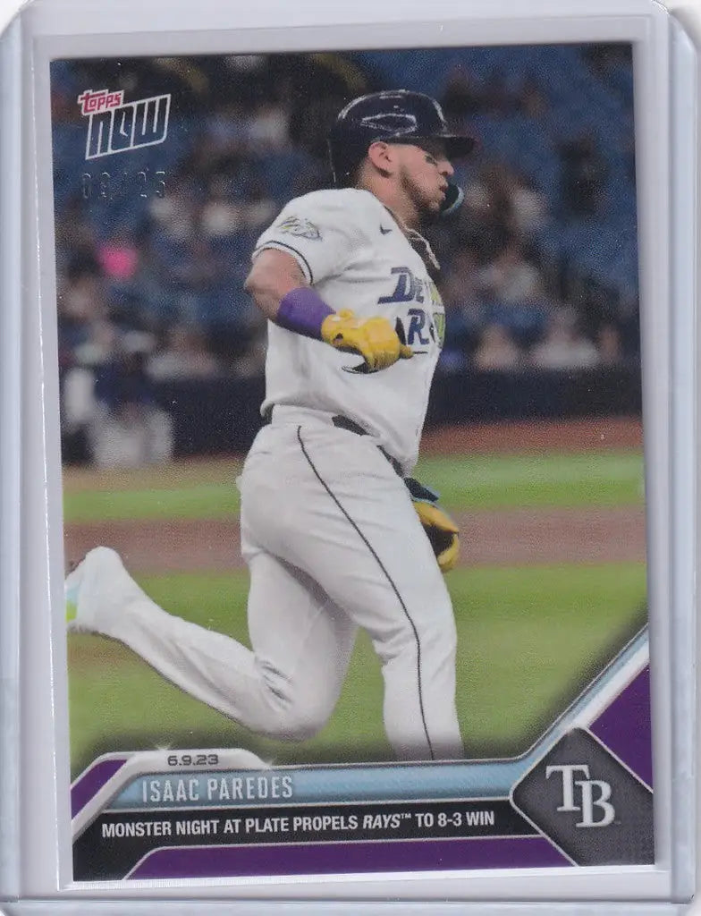 Baseball card of Isaac Paredes Tampa Bay Rays in mid-run on the field