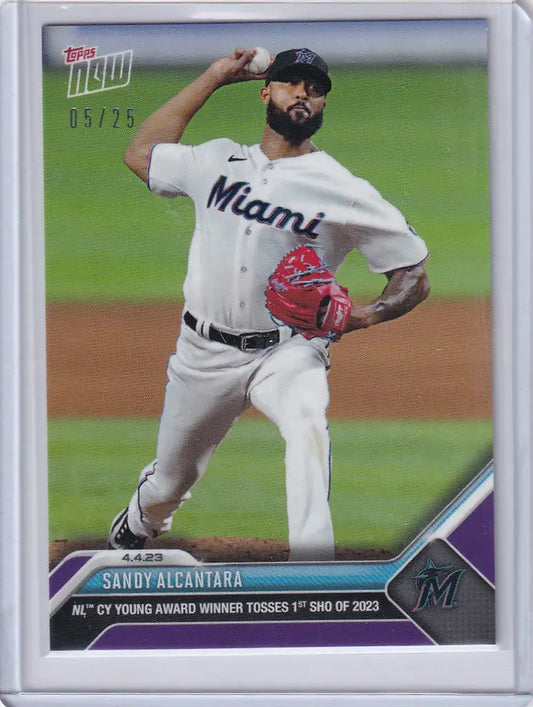 Baseball card of Miami Marlins pitcher mid-throw in Tampa Bay Rays Stay Perfect