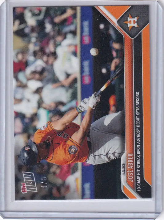 Baseball card of Jose Abreu swinging for the Houston Astros, 2023 Topps Now Parallel