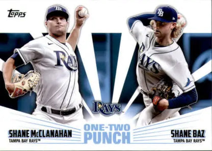 Baseball card of Shane McClanahan and Shane Baz, featuring original gloss design