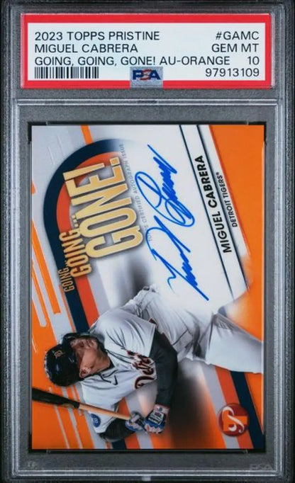 PSA-graded Miguel Cabrera Refractor Orange baseball card for Detroit Tigers fans