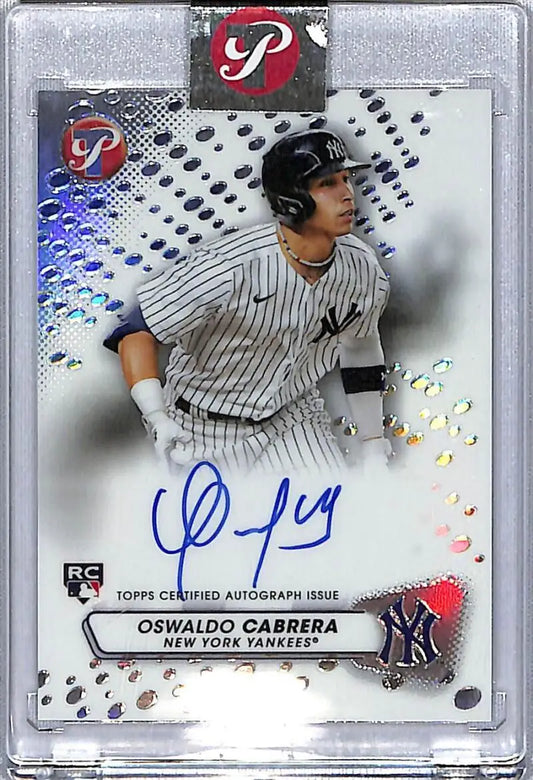 Signed Oswaldo Cabrera Topps Pristine rookie card auto Yankees in pinstripes