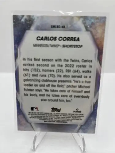 Carlos Correa trading card from 2023 Topps Series 2 Chrome Stars Of MLB collection