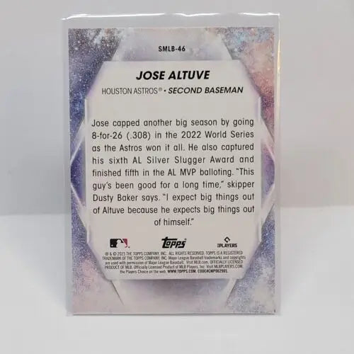 Jose Altuve 2022 World Series trading card from Topps Series 2 Stars of MLB