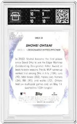 Graded Shohei Ohtani baseball card from 2023 Topps Shohei Ohtani Stars of MLB AC 9.5