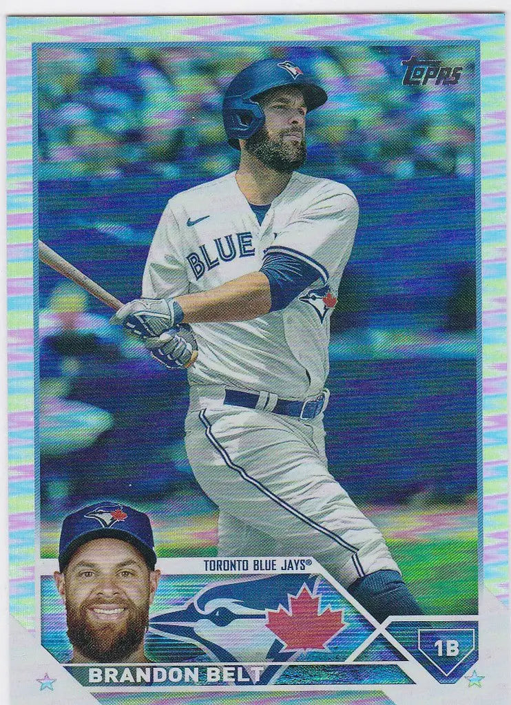 Baseball trading card of Brandon Belt Toronto in batting stance, Topps Silver Foil