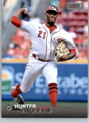 Hunter Greene baseball card from 2023 Topps Stadium Club, original gloss NM-MT Reds