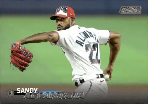 Sandy Alcantara baseball card from 2023 Topps Stadium Club NM-MT Marlins original gloss