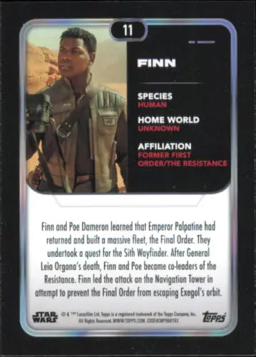 Topps Star Wars Finn trading card from 2023 Topps Star #11 Rise of Skywalker NM-MT