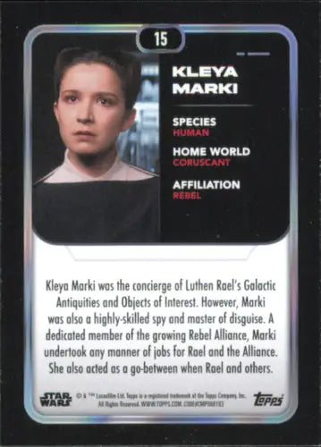 Kleya Marki 2023 Topps Star Wars trading card #15 Andor NM-MT display image