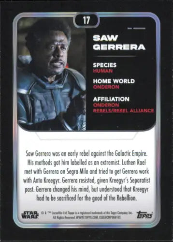 Star Wars trading card 2023 Topps Star Wars #17 Saw Gerrera Andor NM-MT condition