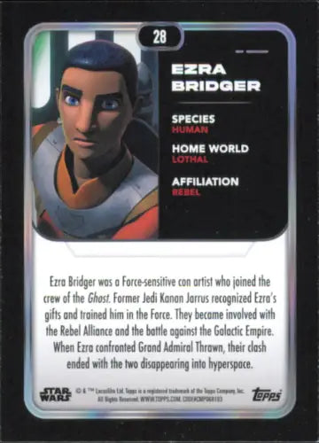 Star Wars trading card featuring Ezra Bridger from 2023 Topps Star Wars series