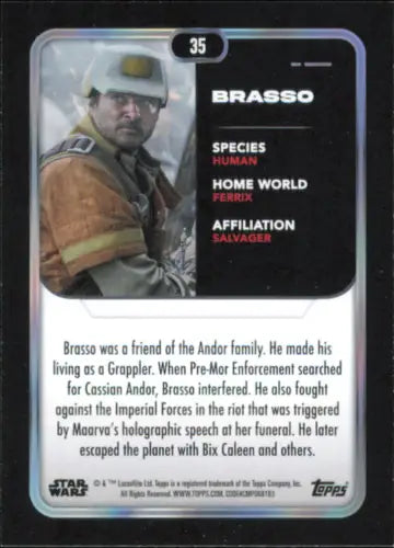 2023 Topps Star Wars #35 Brasso Andor trading card in NM-MT condition