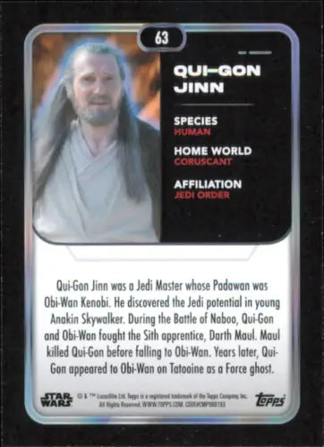 2023 Topps Star Wars #63 Qui-Gon Jinn trading card in NM-MT condition