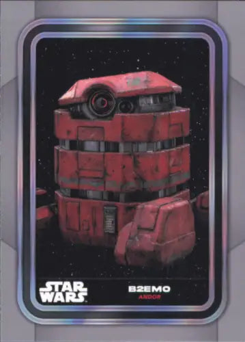 Red cylindrical Star Wars droid from 2023 Topps Star Wars #8 B2EMO Andor NM-MT