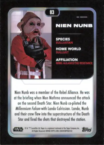 2023 Topps Star Wars #83 Nien Nunb trading card from Return of the Jedi in NM-MT condition