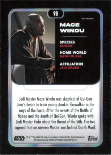 2023 Topps Star Wars #98 Mace Windu trading card from The Phantom Menace NM-MT